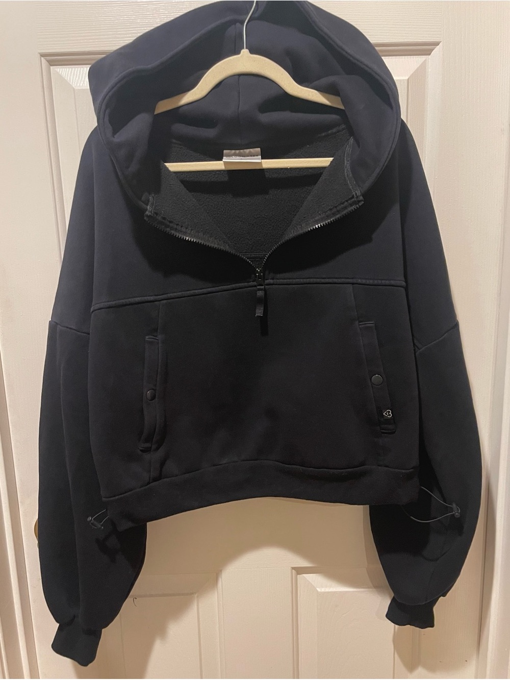 LOGILATES Black Fleece Lined Half Zip Hoodie | Large